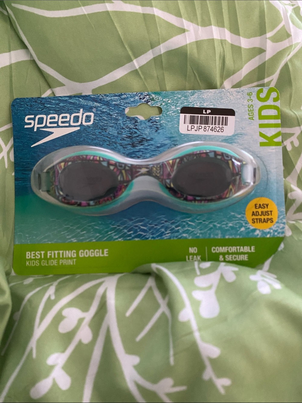 Speedo Kids Swim Goggles - Teal with Multicolor Print